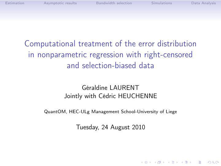 computational treatment of the error distribution in