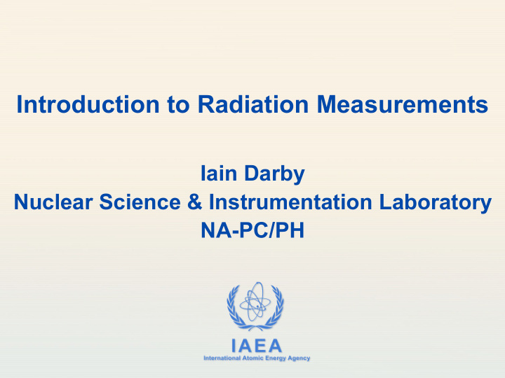 introduction to radiation measurements