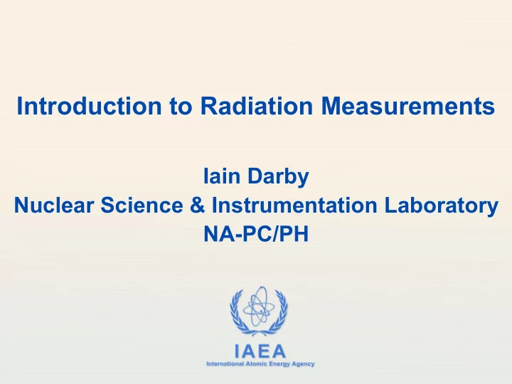 introduction to radiation measurements