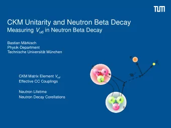 CKM Unitarity and Neutron Beta Decay Measuring V ud in Neutron Beta Decay  Bastian Mrkisch