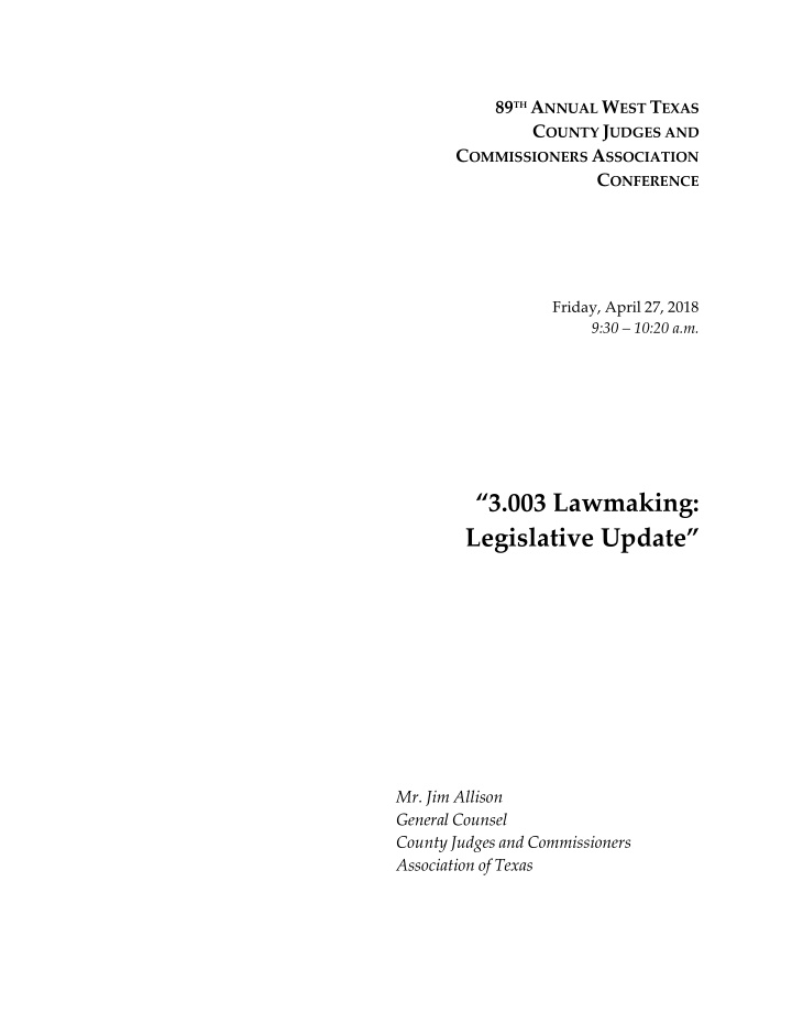3 003 lawmaking legislative update