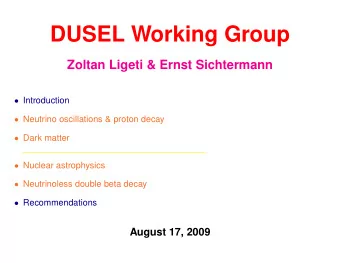 DUSEL Working Group  Zoltan Ligeti &amp; Ernst Sichtermann  Introduction  Neutrino