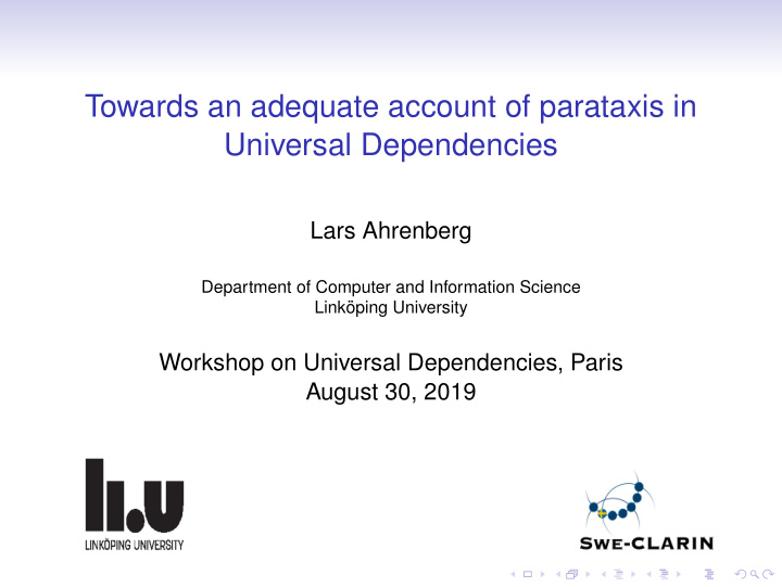 towards an adequate account of parataxis in universal