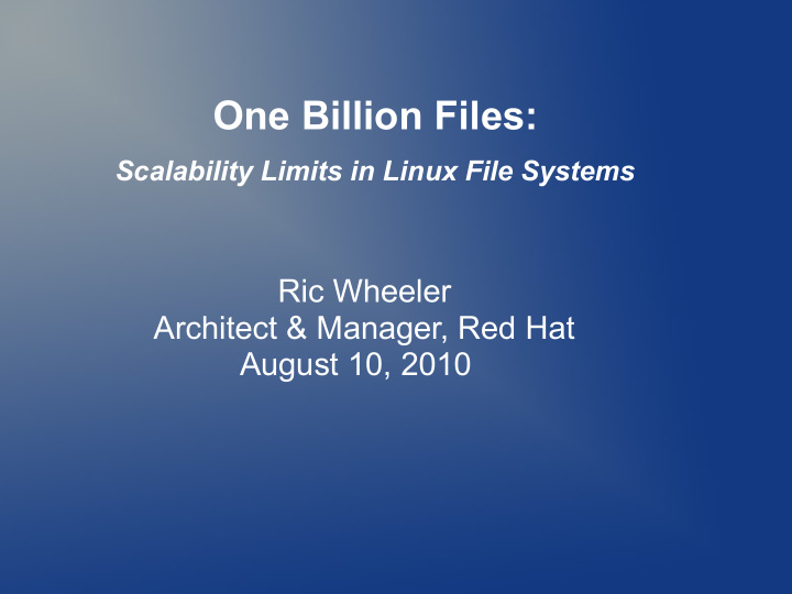 one billion files