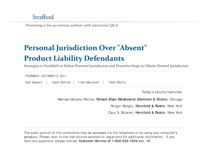 personal jurisdiction over absent personal jurisdiction