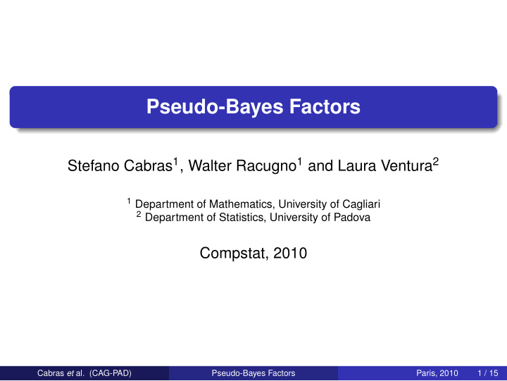 pseudo bayes factors