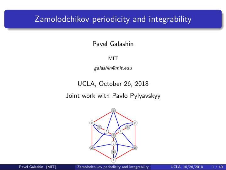 zamolodchikov periodicity and integrability