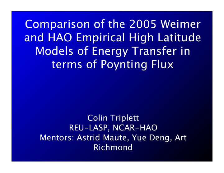 comparison of the 2005 weimer and hao empirical high