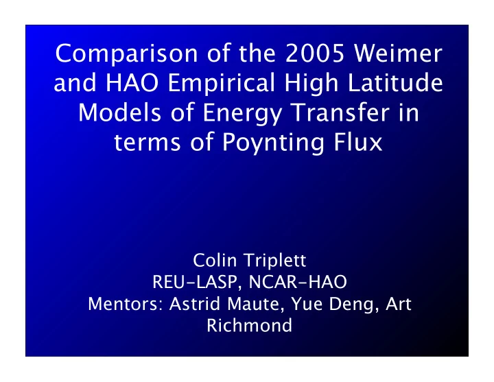 comparison of the 2005 weimer and hao empirical high
