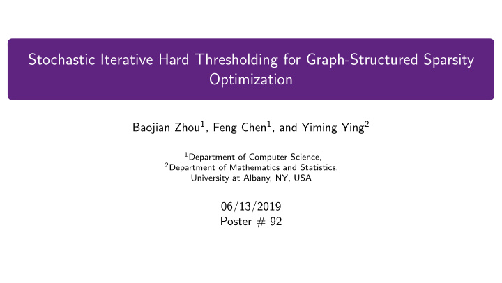 stochastic iterative hard thresholding for graph