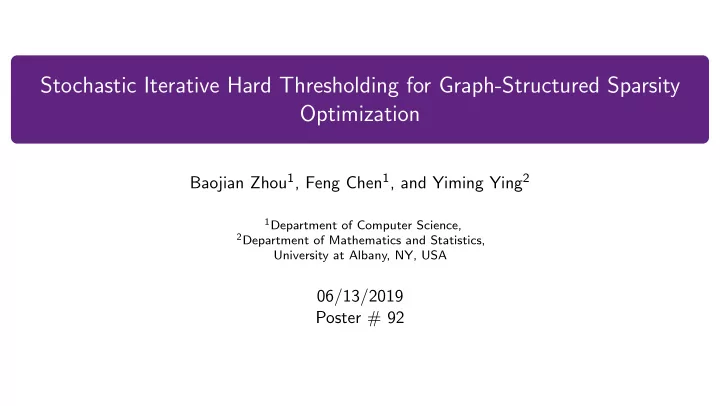 stochastic iterative hard thresholding for graph