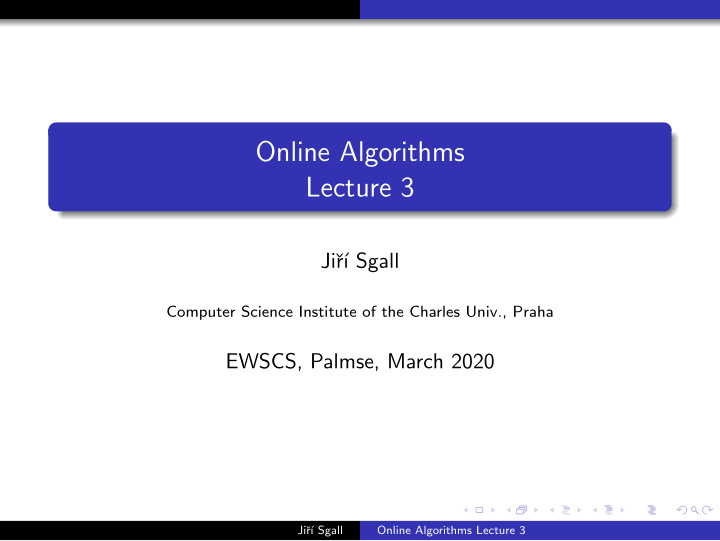 online algorithms lecture 3