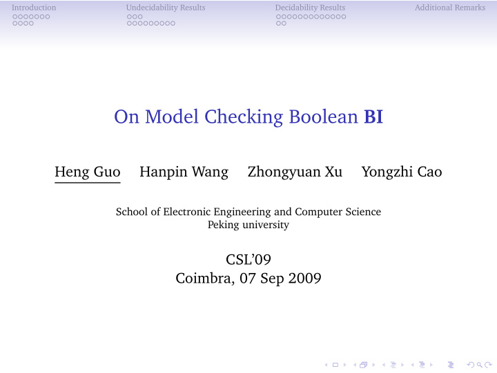 on model checking boolean bi