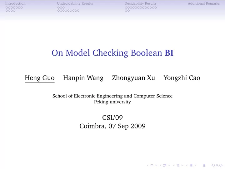 on model checking boolean bi