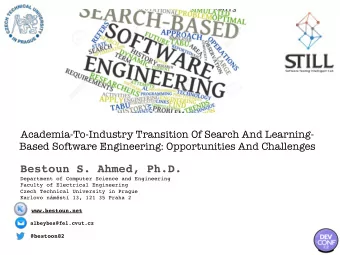 Bestoun S. Ahmed, Ph.D.  Department of Computer Science and Engineering  Faculty of Electrical