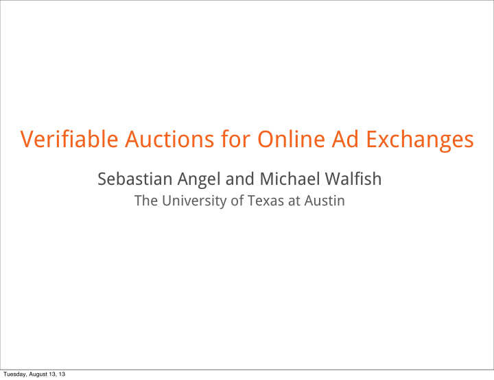 verifiable auctions for online ad exchanges