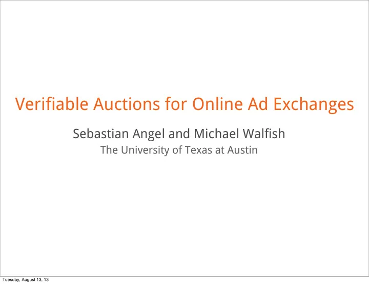 verifiable auctions for online ad exchanges