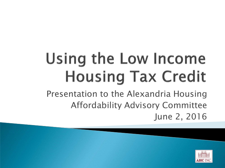 presentation to the alexandria housing affordability