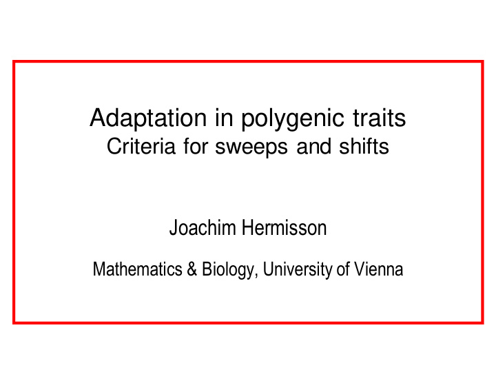 adaptation in polygenic traits