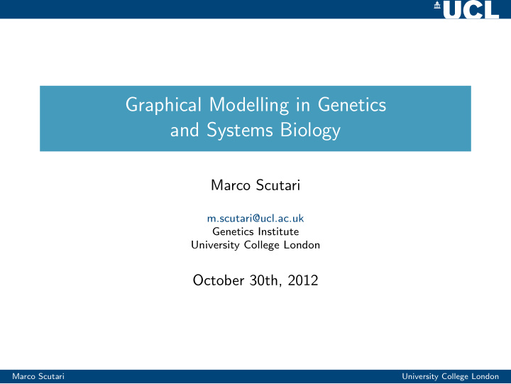 graphical modelling in genetics and systems biology