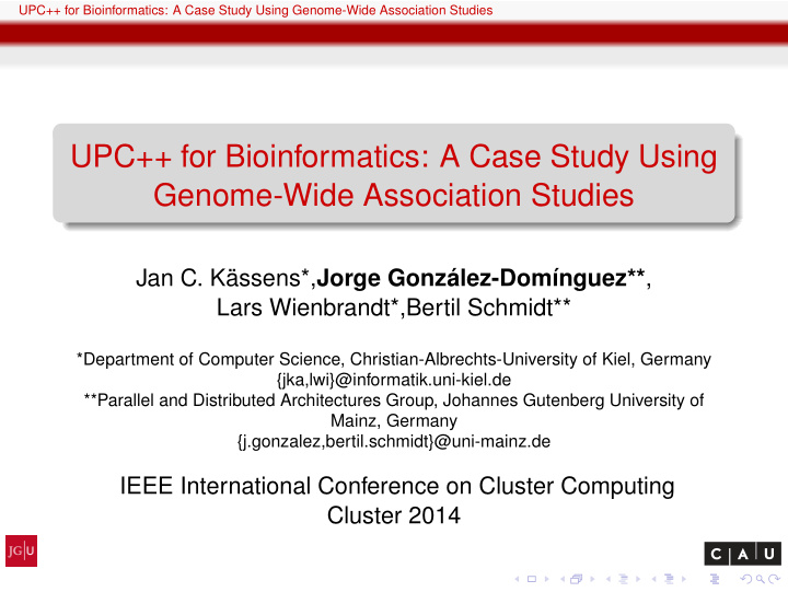 upc for bioinformatics a case study using genome wide