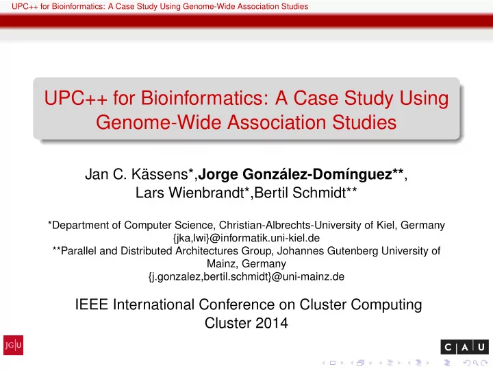 upc for bioinformatics a case study using genome wide