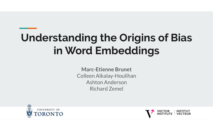 understanding the origins of bias in word embeddings