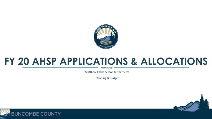 fy 20 ahsp applications amp allocations