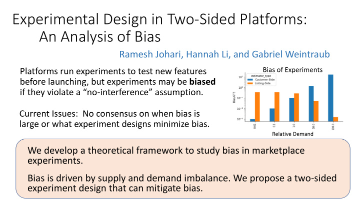 experimental design in two sided platforms an analysis of