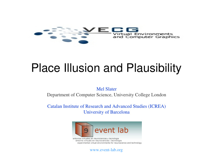 place illusion and plausibility