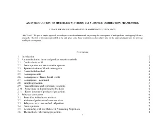 AN INTRODUCTION TO MULTIGRID METHODS VIA SUBSPACE CORRECTION FRAMEWORK  LUDMIL ZIKATANOV,