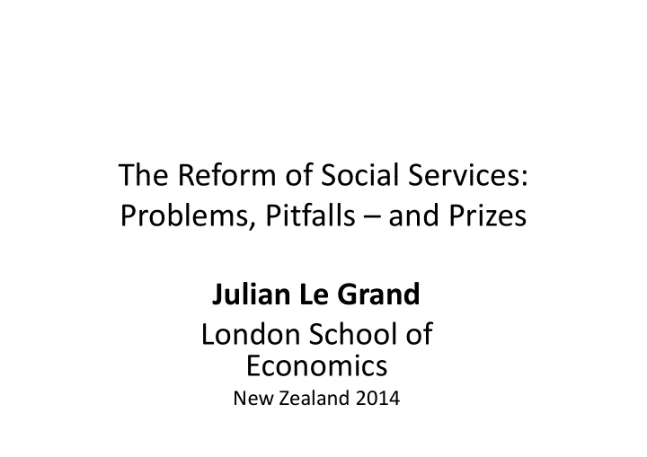 the reform of social services the reform of social