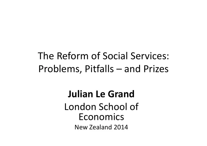 the reform of social services the reform of social