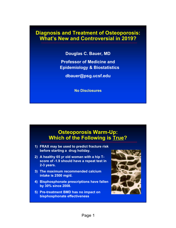 diagnosis and treatment of osteoporosis what s new and