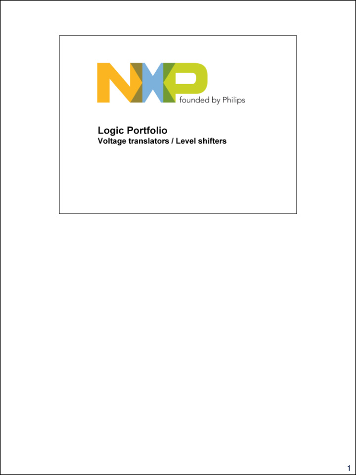 1 welcome to nxp s voltage translators training module