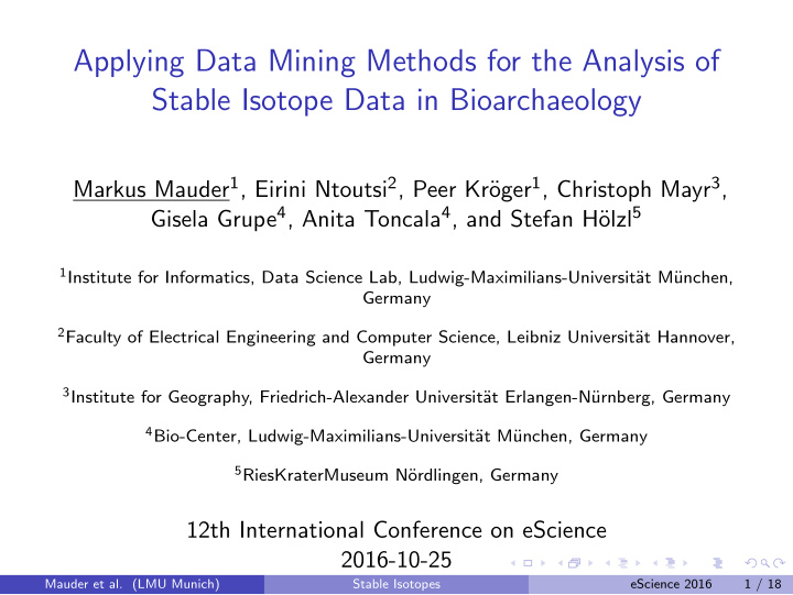 applying data mining methods for the analysis of stable