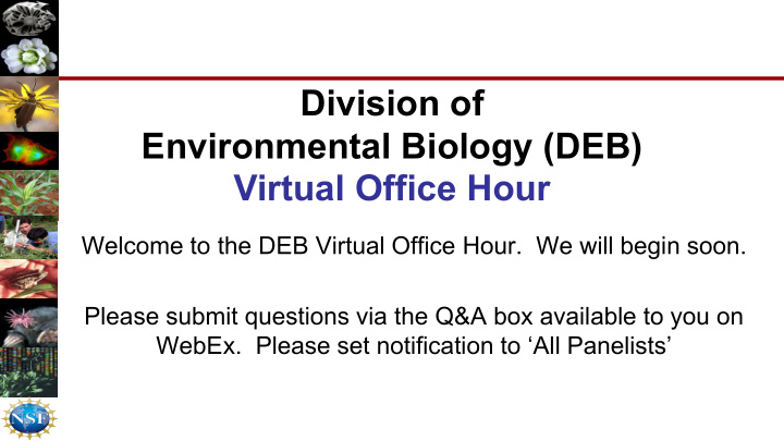 division of environmental biology deb virtual office hour