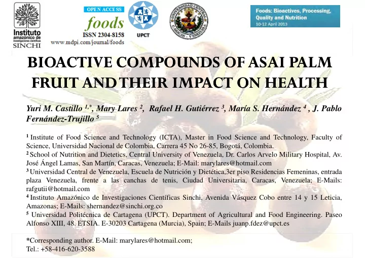 bioactive compounds of asai palm bioactive compounds of
