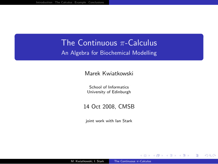 the continuous calculus