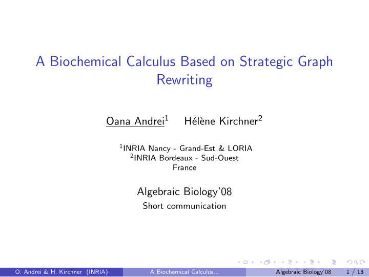 a biochemical calculus based on strategic graph rewriting