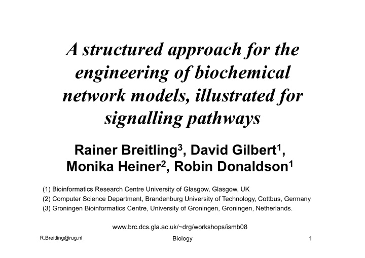 a structured approach for the engineering of biochemical