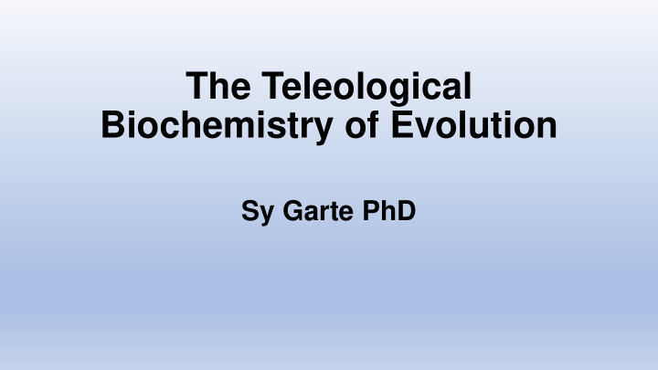 biochemistry of evolution