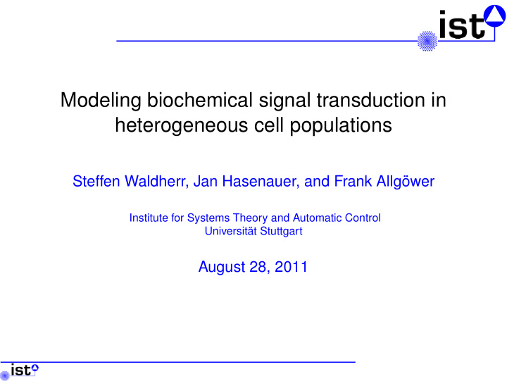 modeling biochemical signal transduction in heterogeneous