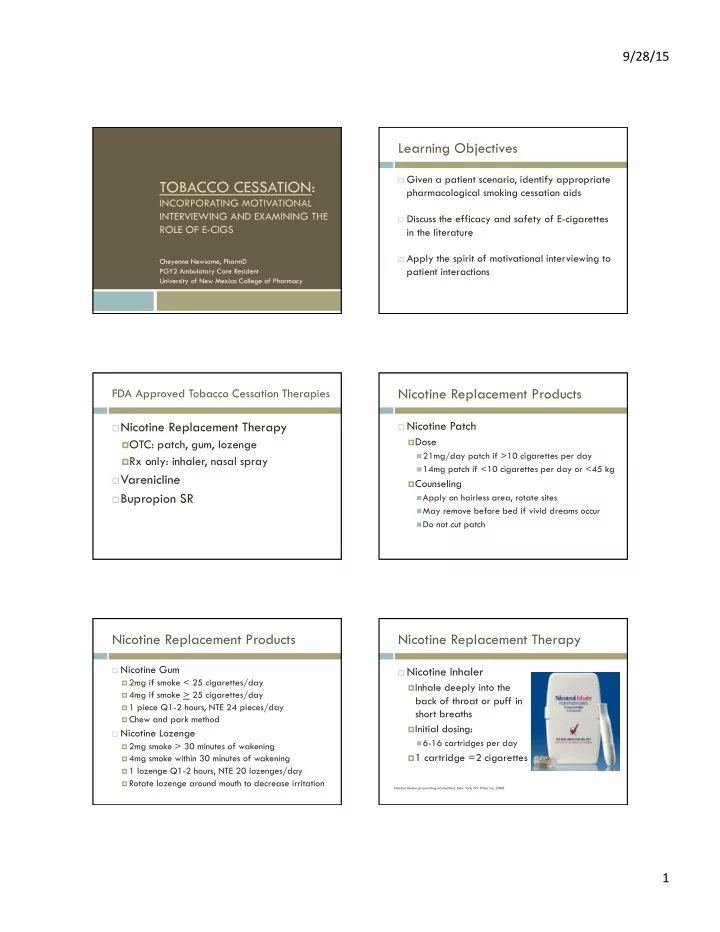 nicotine replacement therapy bupropion sr