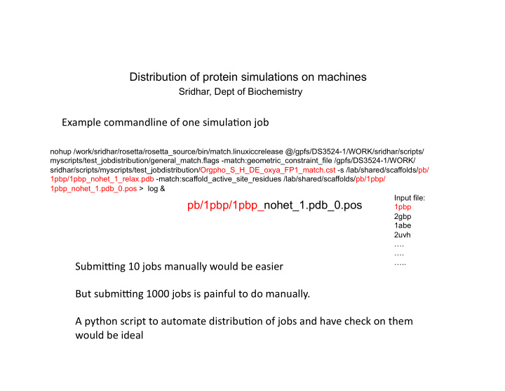 distribution of protein simulations on machines