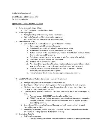 Graduate College Council Draft Minutes  18 November 2019  Perkins- Ewing Room Agenda Items