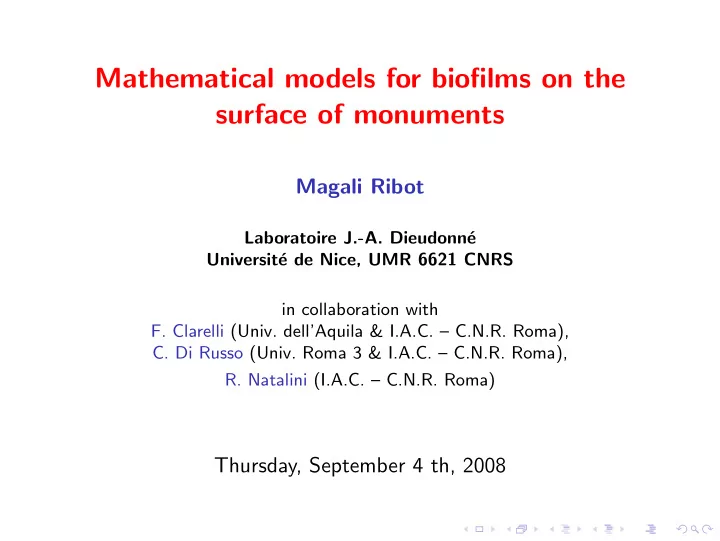 mathematical models for biofilms on the surface of