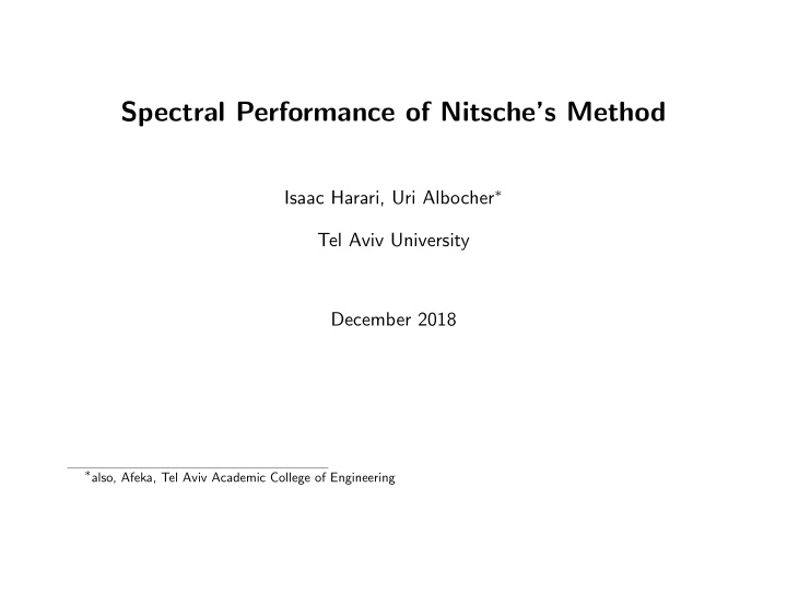 spectral performance of nitsche s method