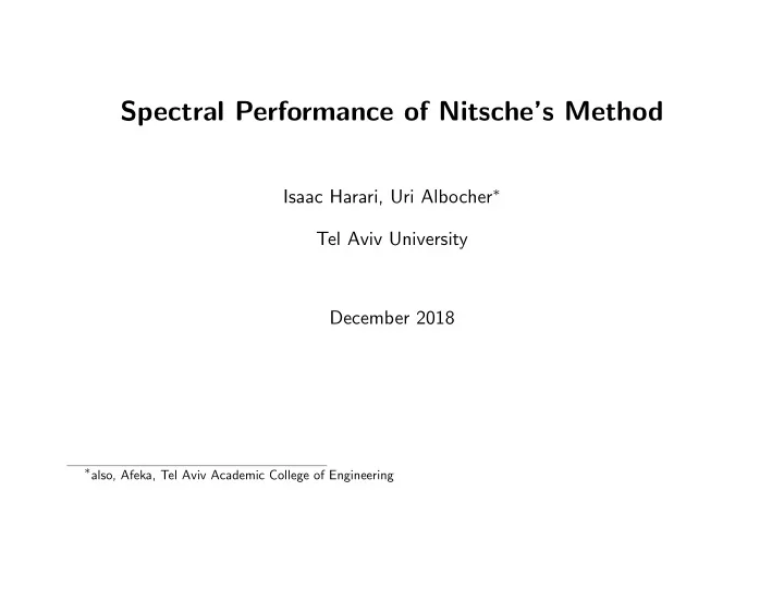 spectral performance of nitsche s method