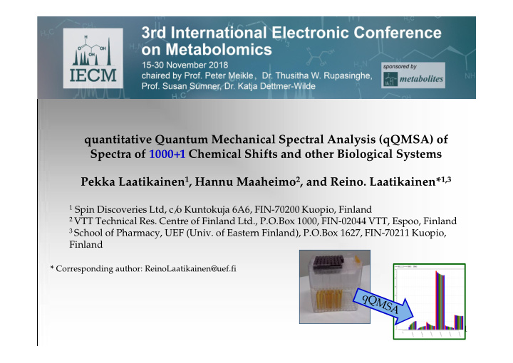 quantitative quantum mechanical spectral analysis qqmsa